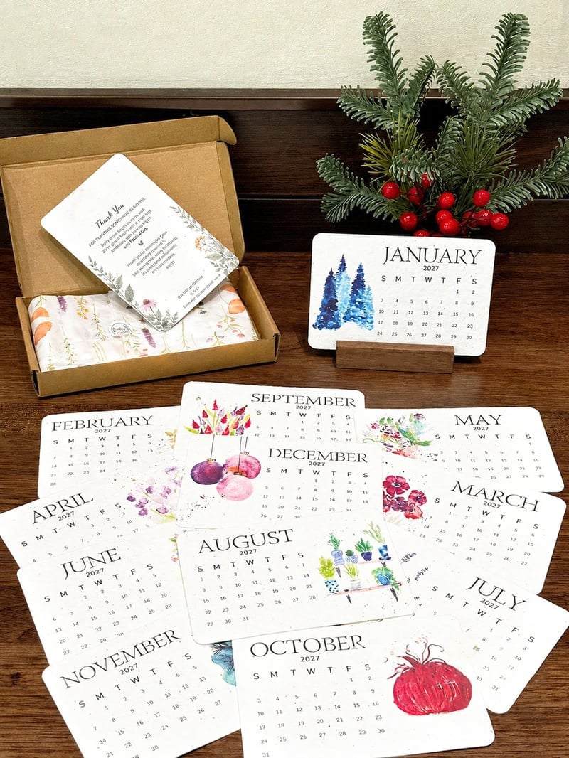 2027 Living Botanical Desk Calendar | Hand-Painted Eco Art Edition