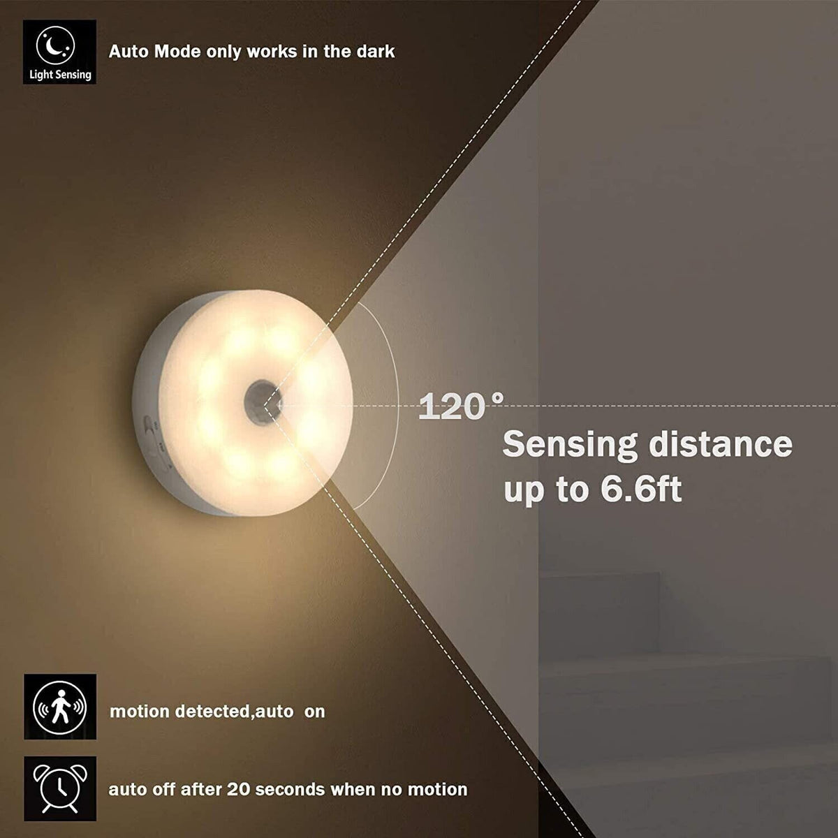 LED Light with Motion Sensor | Easy Installation, 3 Modes