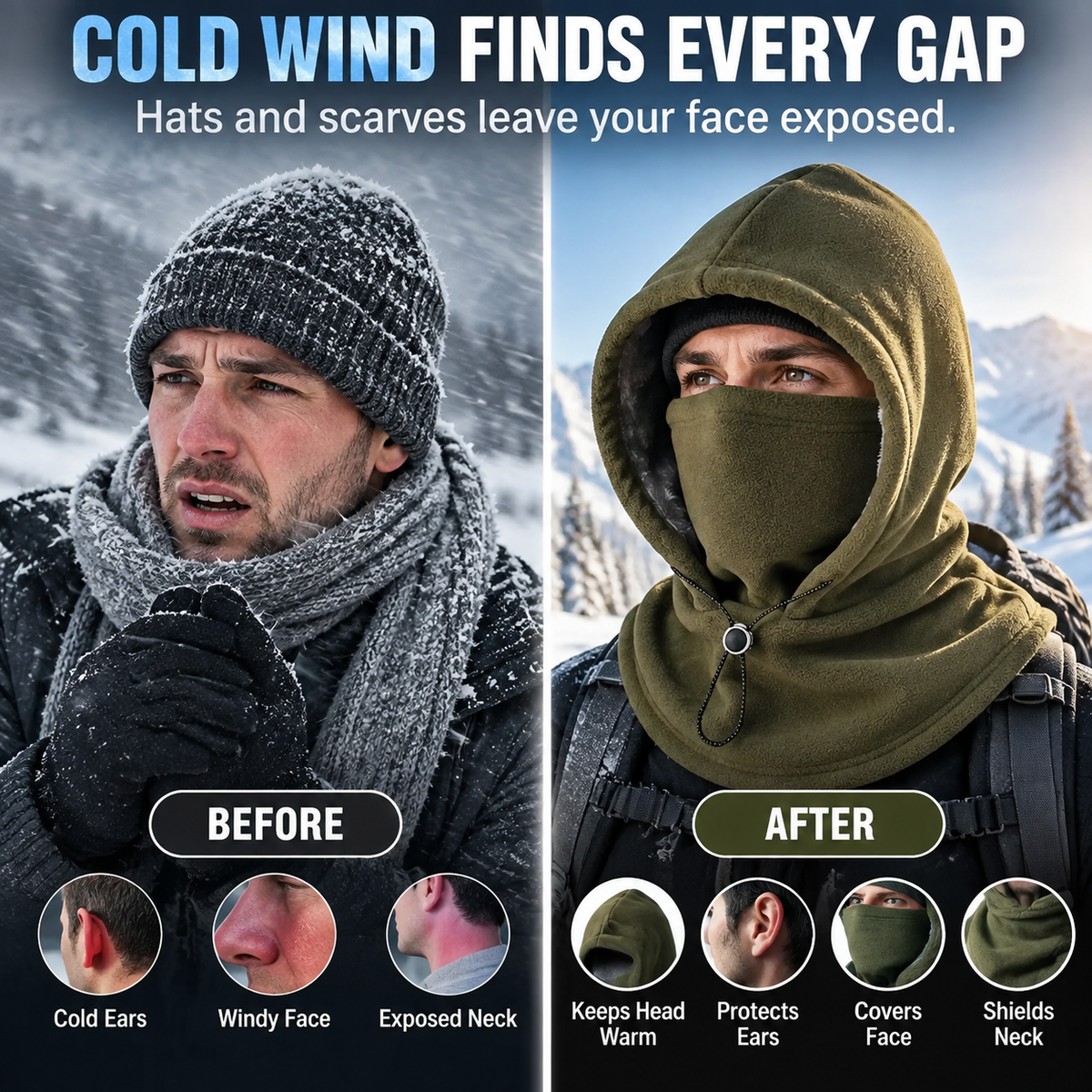 Fleece Balaclava Hood ā Full Face & Neck Winter Protection for Outdoor Adventures