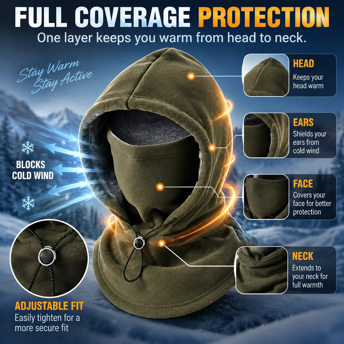Fleece Balaclava Hood ā Full Face & Neck Winter Protection for Outdoor Adventures