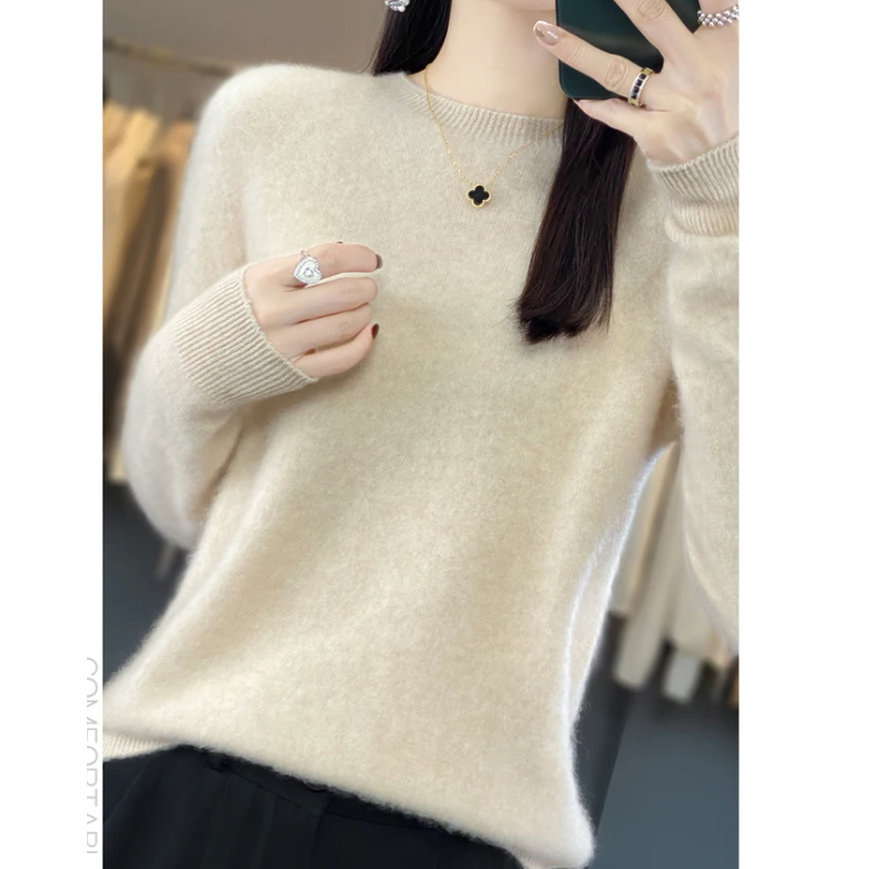 Cashmere Pullover Women's Stylish Round Neck, Soft & Comfortable