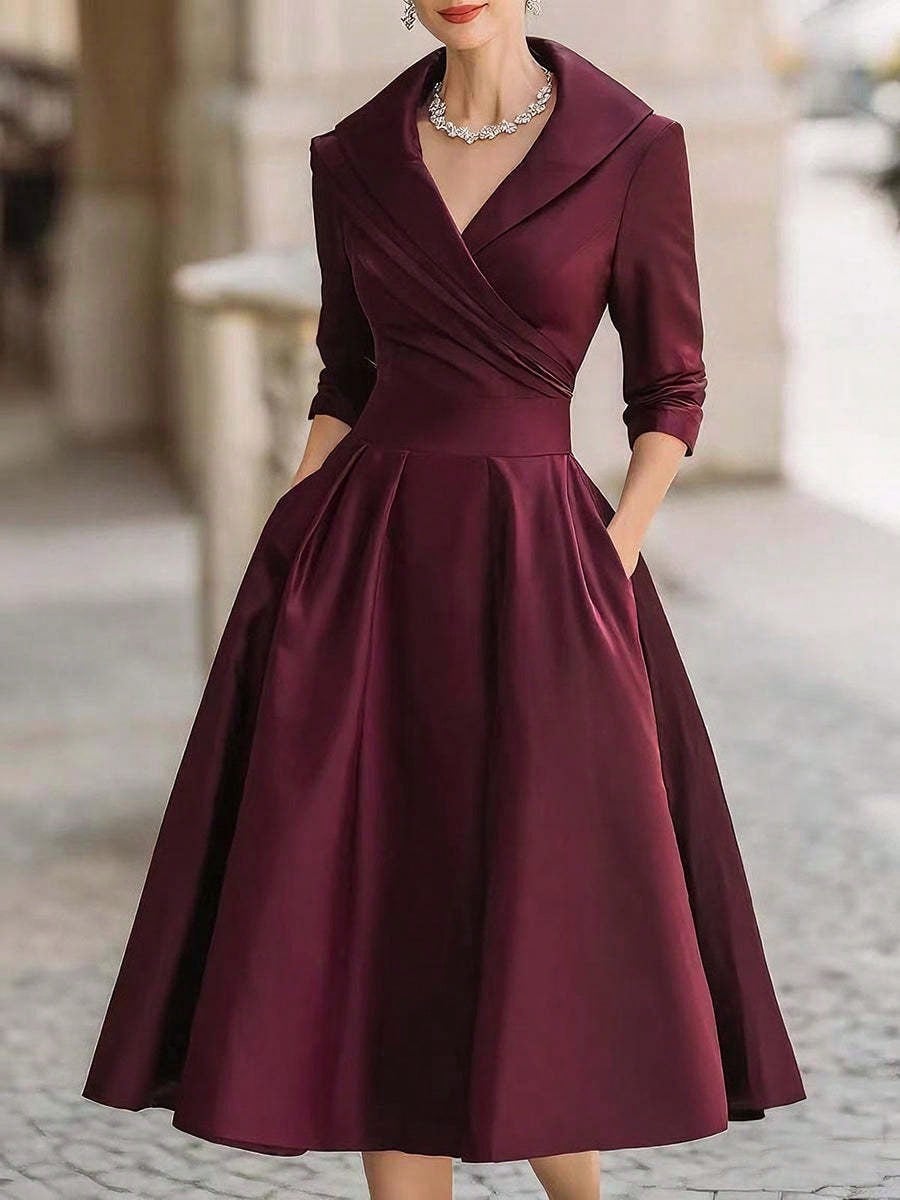 Vivienne Wrap Shawl Collar Midi Dress