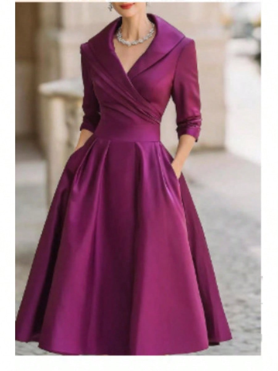 Vivienne Wrap Shawl Collar Midi Dress