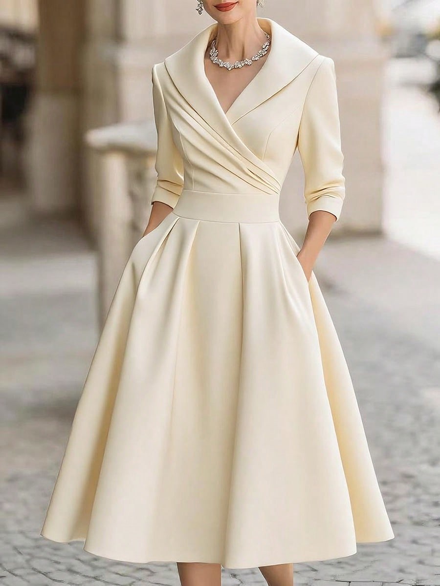 Vivienne Wrap Shawl Collar Midi Dress