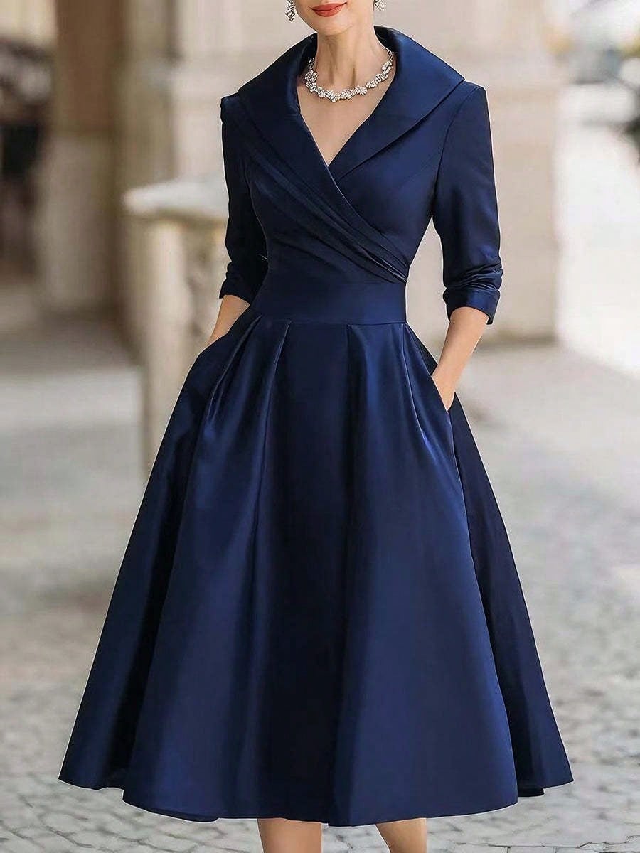 Vivienne Wrap Shawl Collar Midi Dress