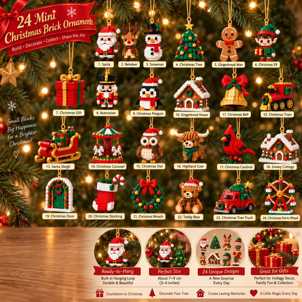 Buildable Christmas Brick Ornament Advent Calendar