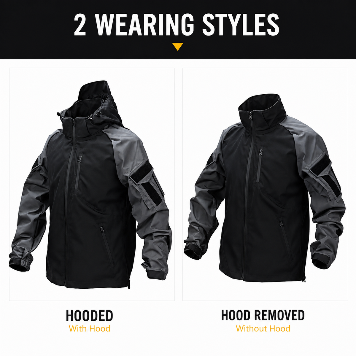 Men's Tactical Hooded Waterproof Jacket - Outdoor Utility Windbreaker