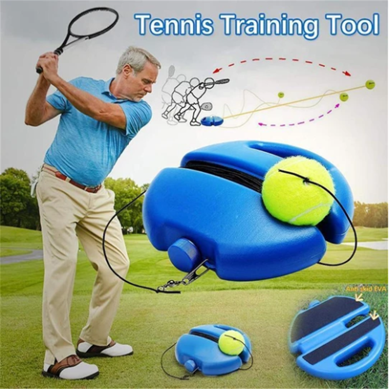 Tennis Trainer – Self-study tool, adjustable height & stable base – improves your swing and accuracy anywhere