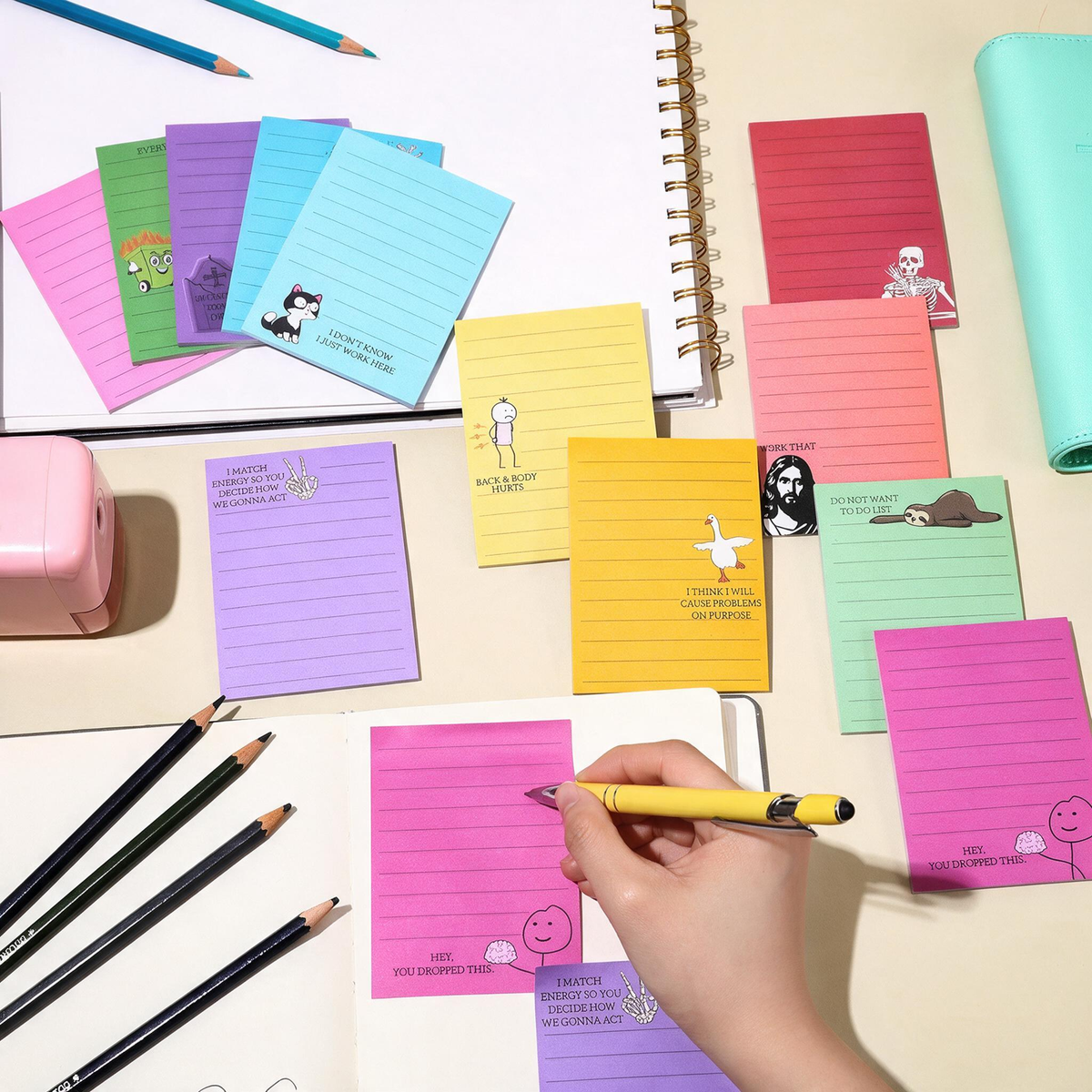 12-Pack Sarcastic Office Sticky Notes β Funny Coworker Memo Pads & Hilarious Desk Gifts