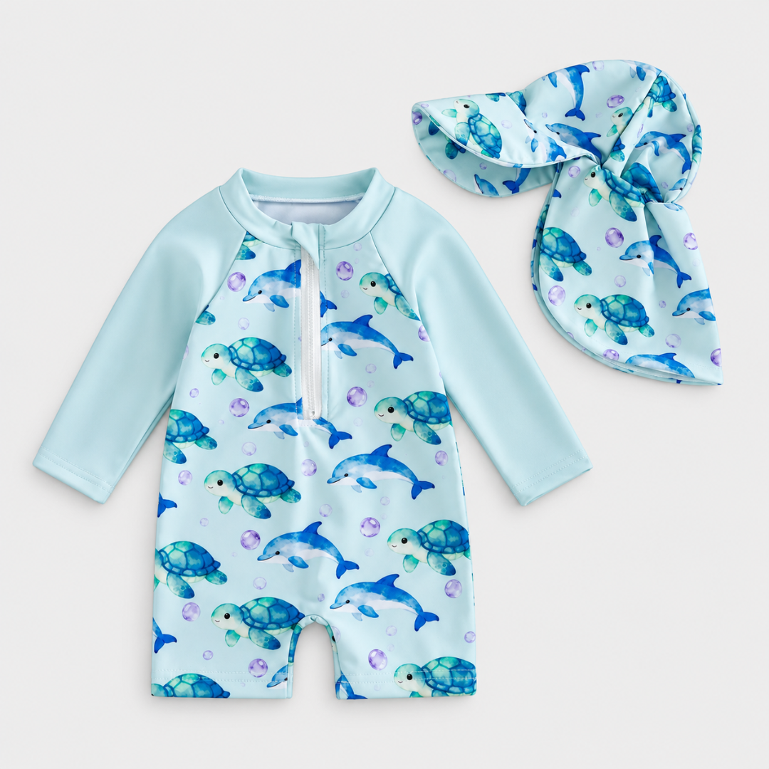 Thrives Outdoor | DinoSwim Long-Sleeve Printed Rash Guard Swimsuit