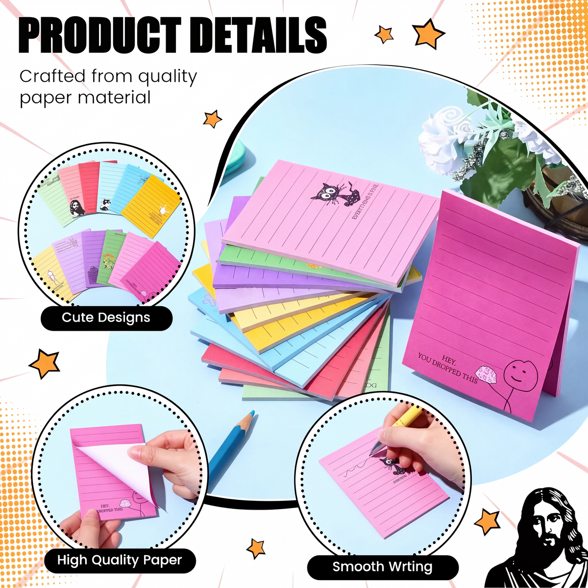 12-Pack Sarcastic Office Sticky Notes β Funny Coworker Memo Pads & Hilarious Desk Gifts