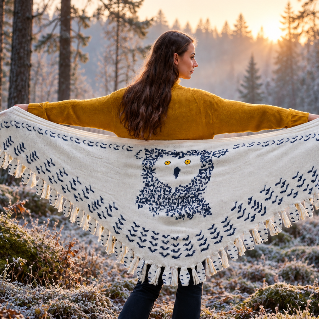 Thrives Outdoor | Owl Knitted Shawl