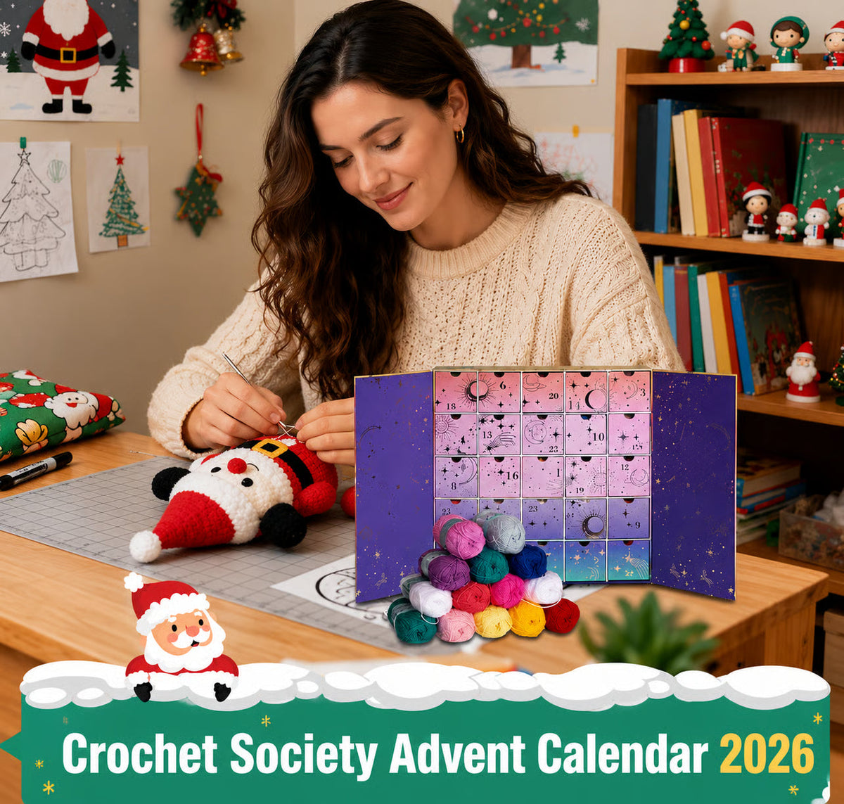 Crochet Advent Calendar 2026 (25 Days) with Yarn, Crochet Accessories, Patterns and Creative Surprises
