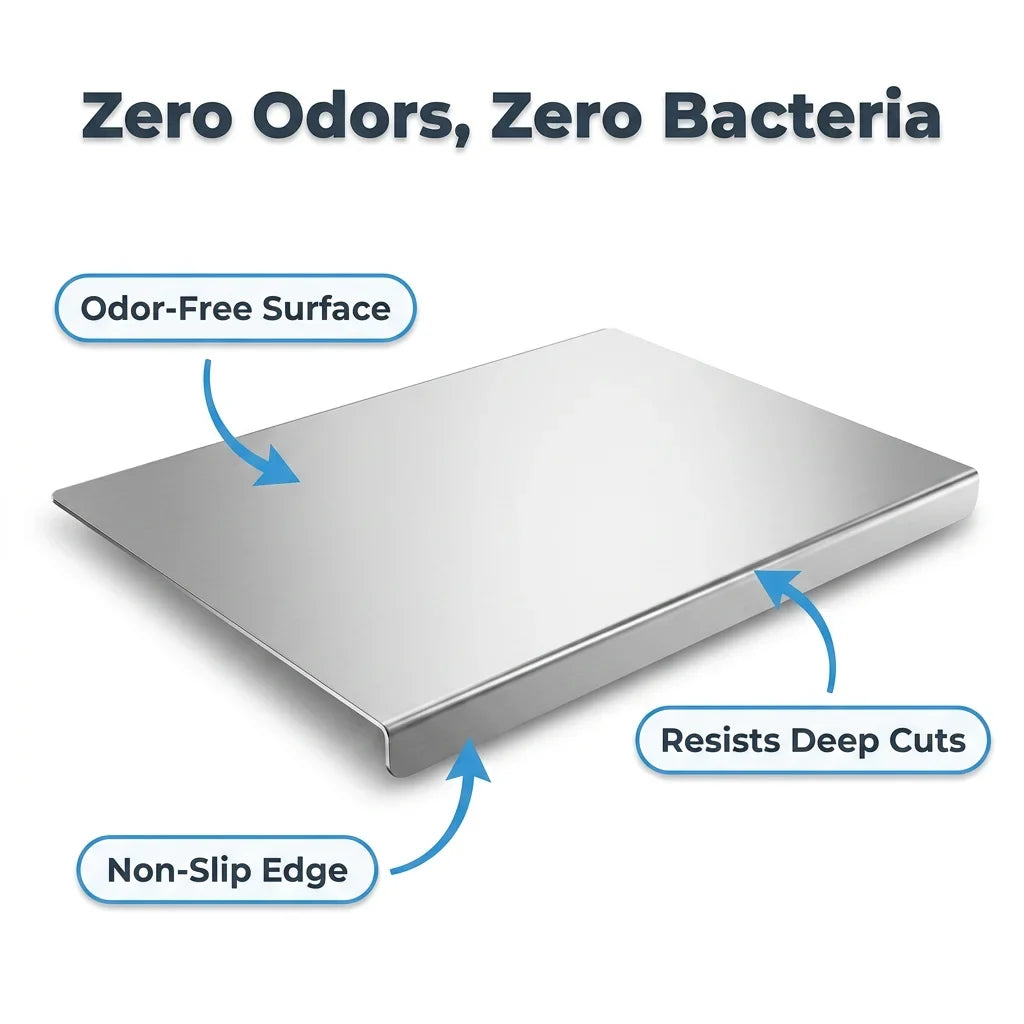 Stainless Steel Chopping Board - Non-Slip Kitchen Board