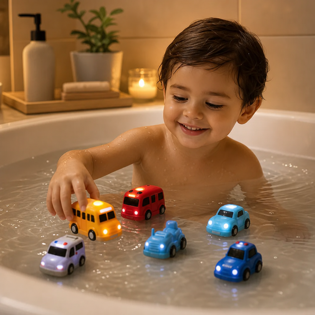 Light-Up Bath Cars Set β Water-Activated Bath Toys for Babies
