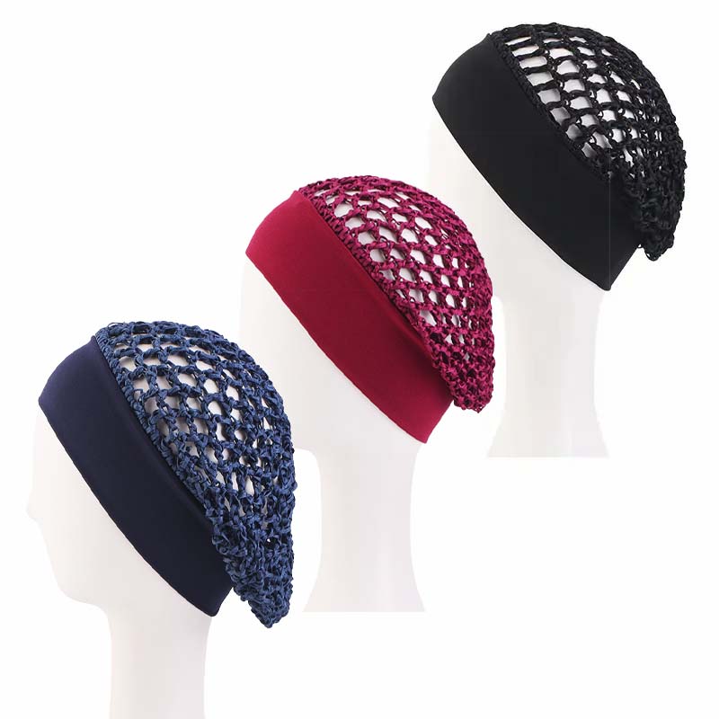 3-Piece Stretchy Wide-Edge Sleeping Cap Set