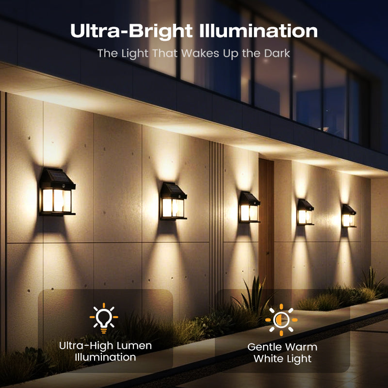 Solar Wall Light with Motion Sensor – Weatherproof, Automatic On/Off, Easy to Install for Garden and Pathways