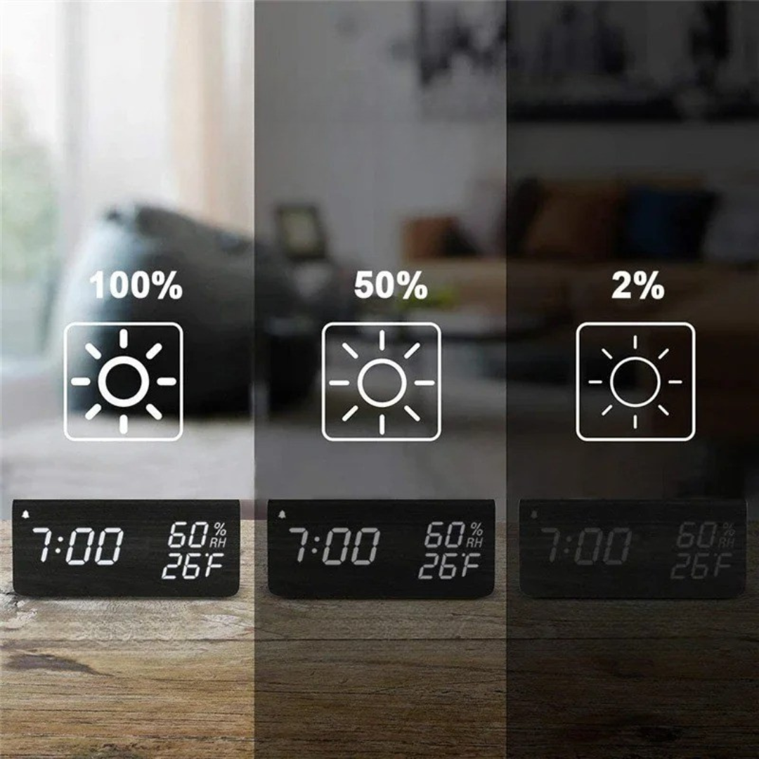 Thrives Outdoor | Lumibloom Wood Finish LED Alarm Clock