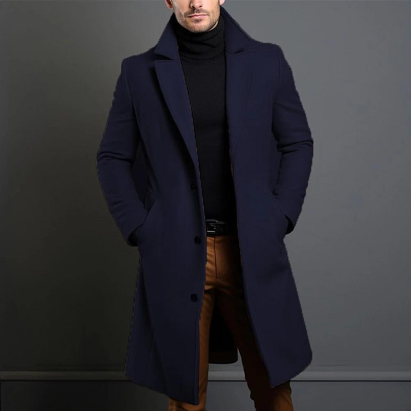 Men's Wool Overcoat – Tailored Longline Layer for Business and Winter Wear