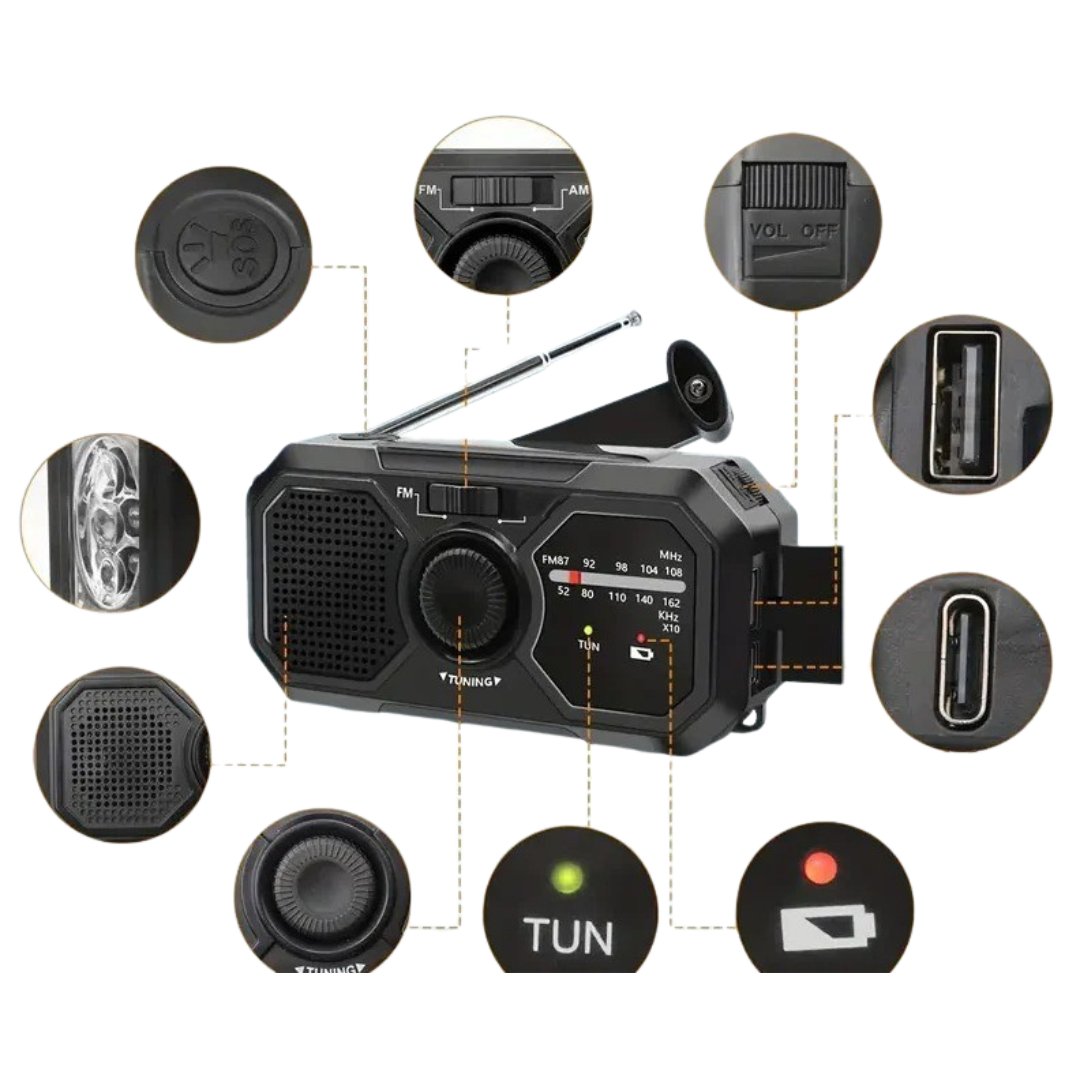 Thrives Outdoor | Auralight Portable Solar Crank Radio