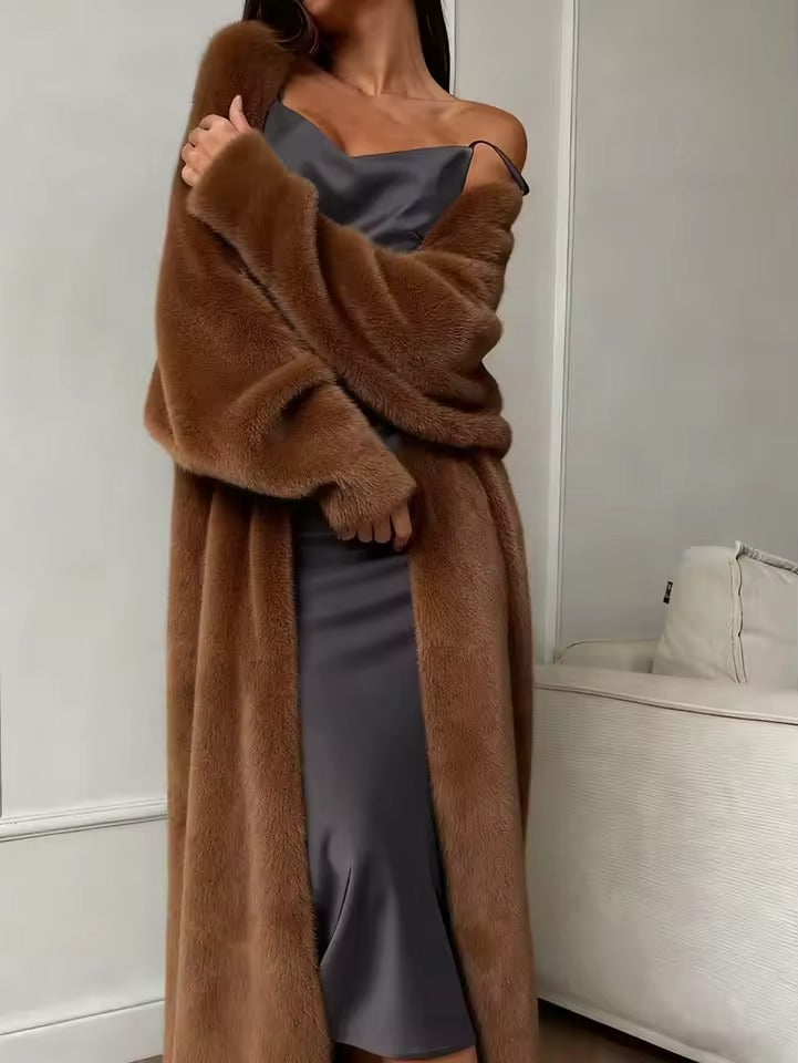 Women's Longline Faux Fur Cardigan