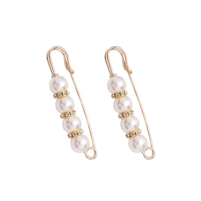 Fancy Rhinestones Pearls Safety Pin Brooch