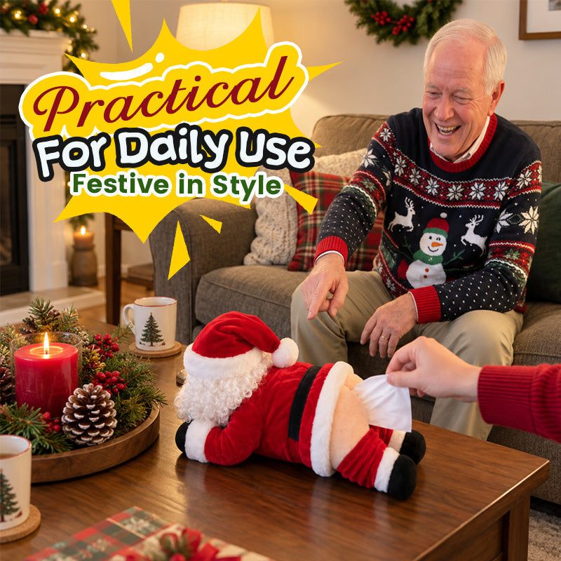 Funny Santa Butt Tissue Box Holder β Hilarious Christmas Decor & White Elephant Gag Gift