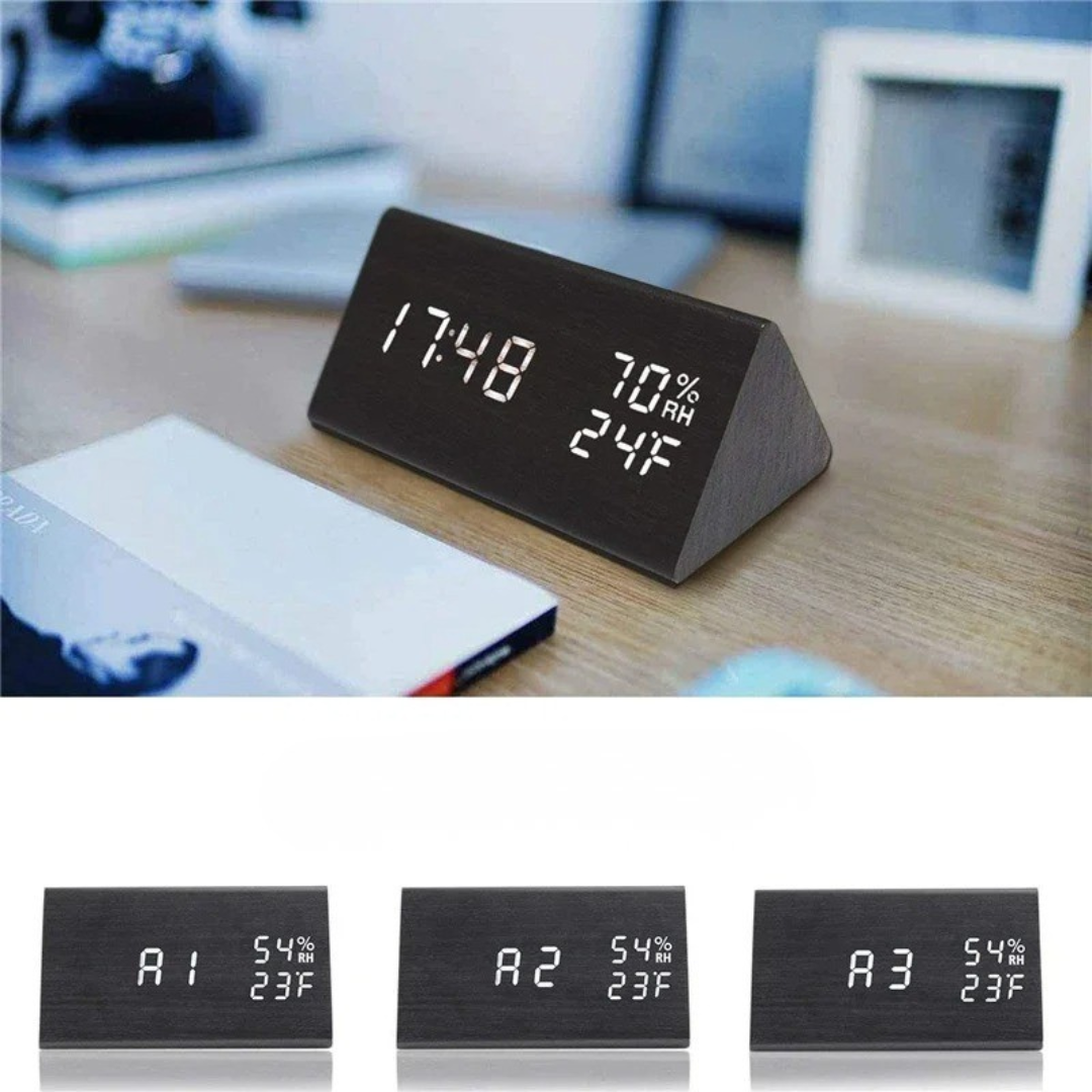 Thrives Outdoor | Lumibloom Wood Finish LED Alarm Clock