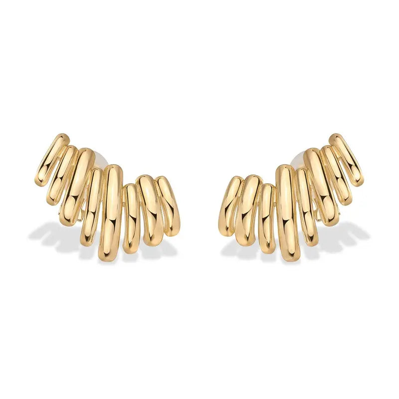 14K Gold Plated Statement Climber Stud Earrings for Women