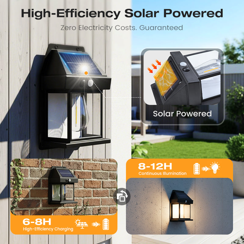 Solar Wall Light with Motion Sensor – Weatherproof, Automatic On/Off, Easy to Install for Garden and Pathways