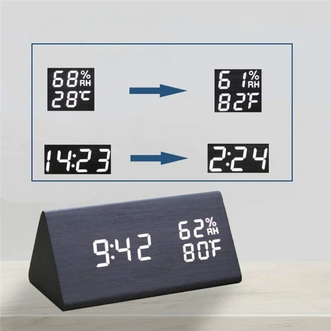 Thrives Outdoor | Lumibloom Wood Finish LED Alarm Clock
