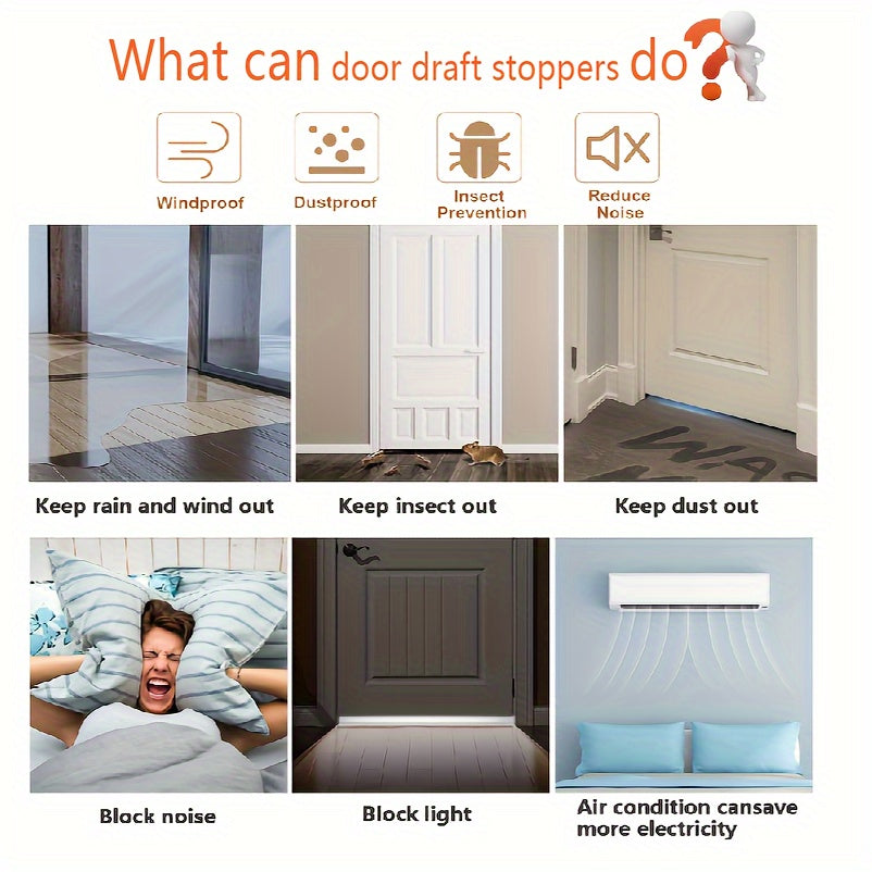 Door Draft Stopper - Silicone Door Scraper with Strong Adhesive and Sound Insulation
