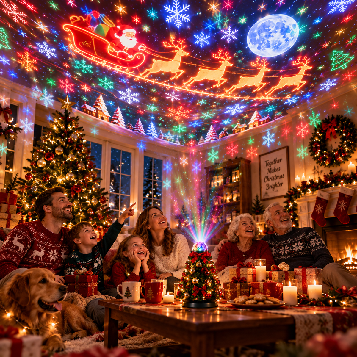 LED Christmas Lighting Projector with 15+ Motifs and Remote Control