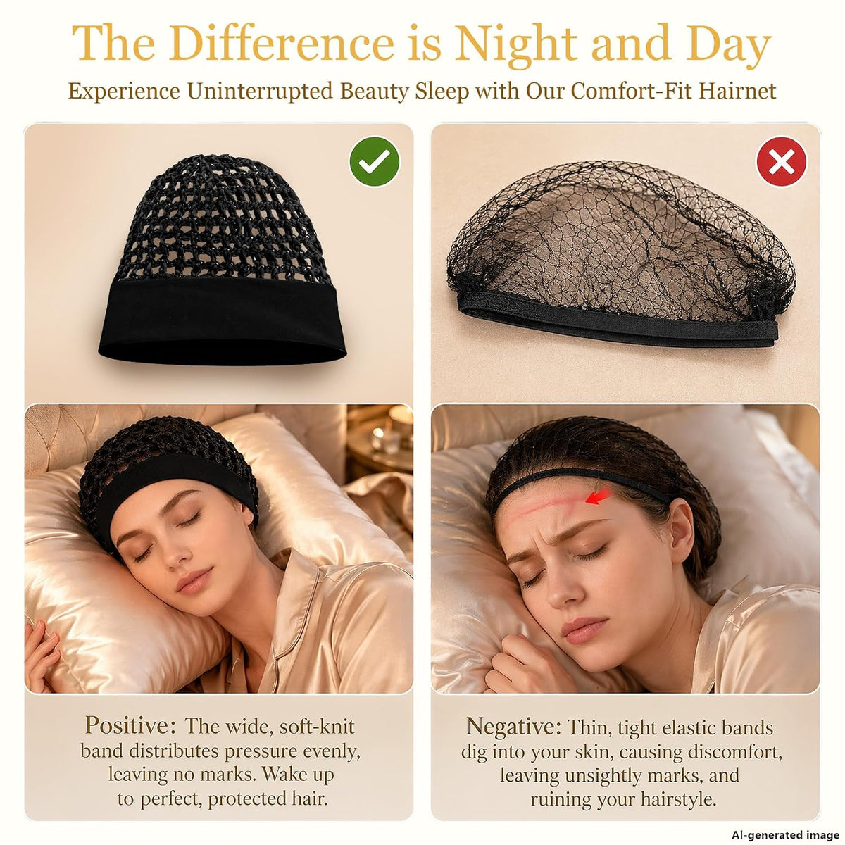 3-Piece Stretchy Wide-Edge Sleeping Cap Set