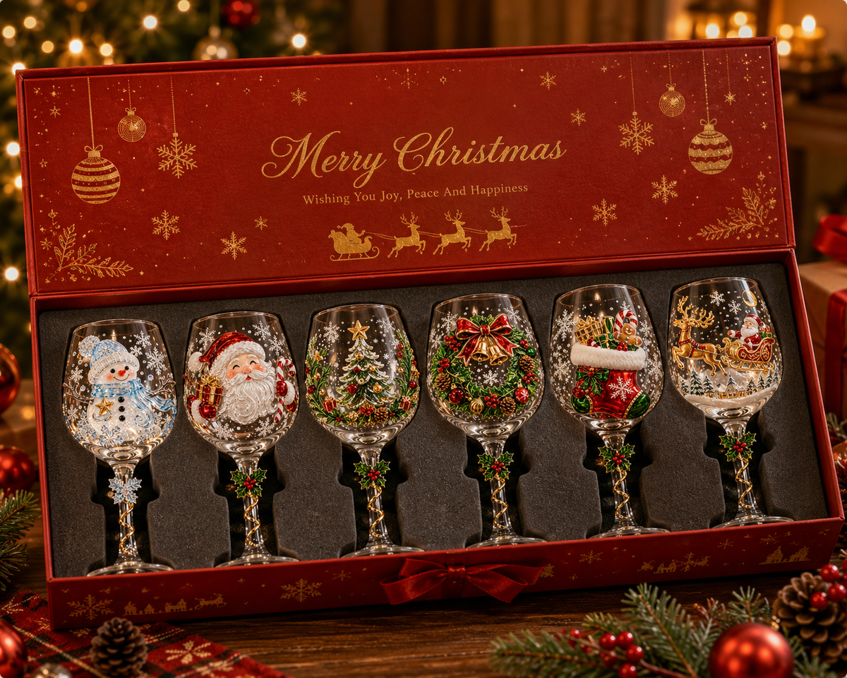 3D Christmas Wine Glasses – Festive Sipping with Yuletide Charm