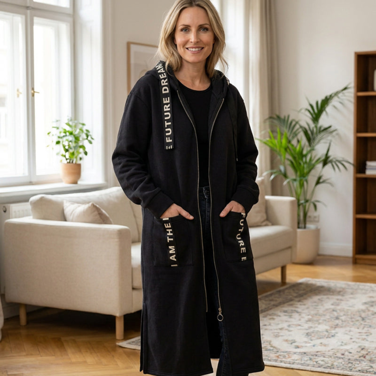 Long Casual Hooded Sweatshirt for Women