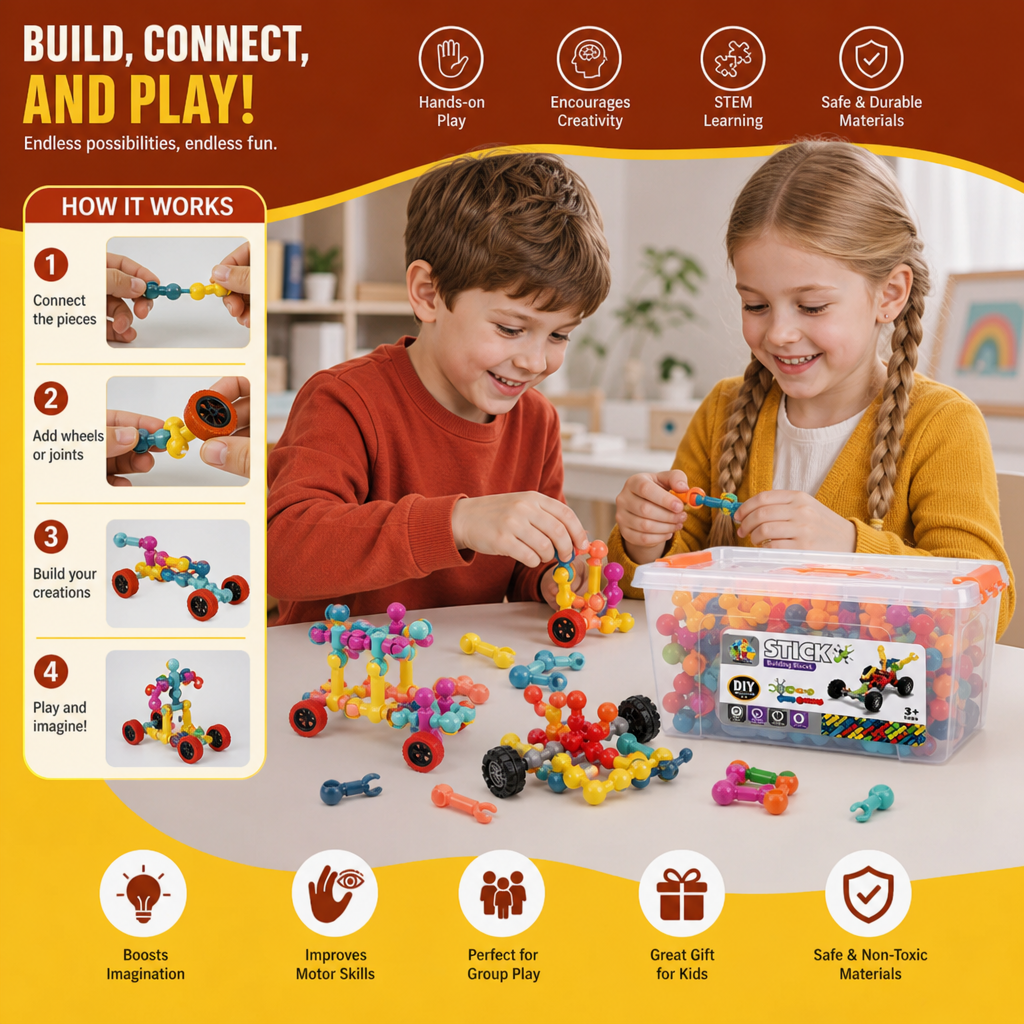 Educational DIY Building Set with Movable Joints