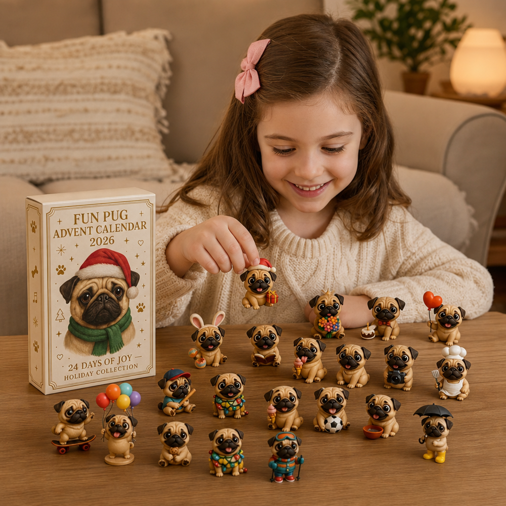 24-Day Advent Calendar with Pug Figurine Surprises