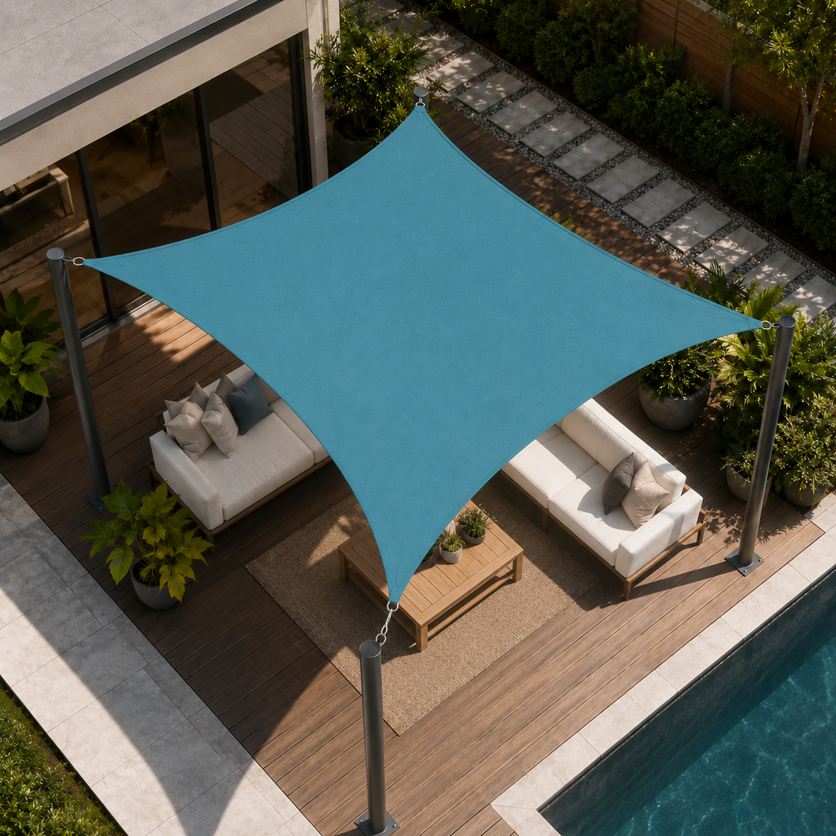 Backyard Patio Sun Protection | UV-Blocking Canvas Shade Sail