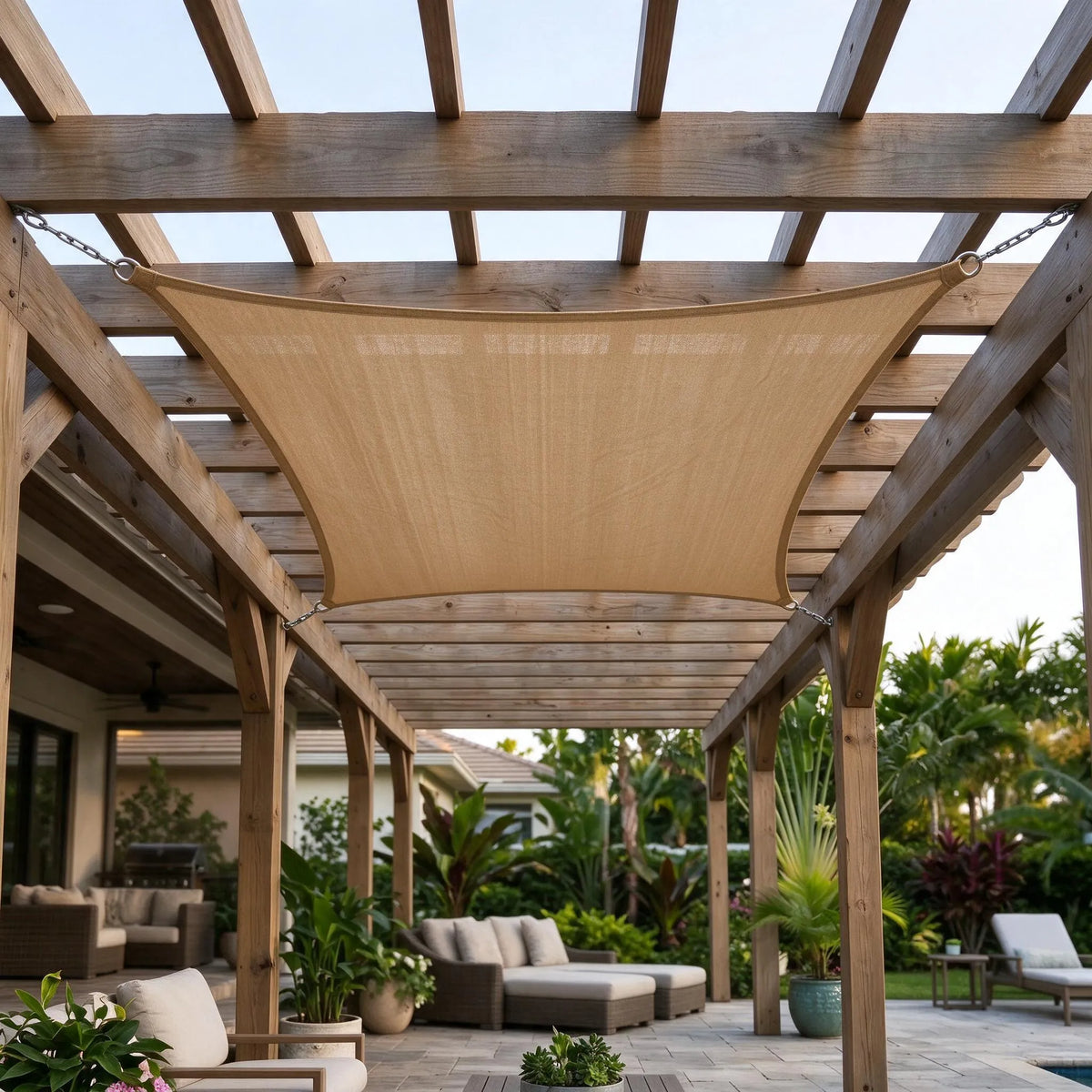 Backyard Patio Sun Protection | UV-Blocking Canvas Shade Sail