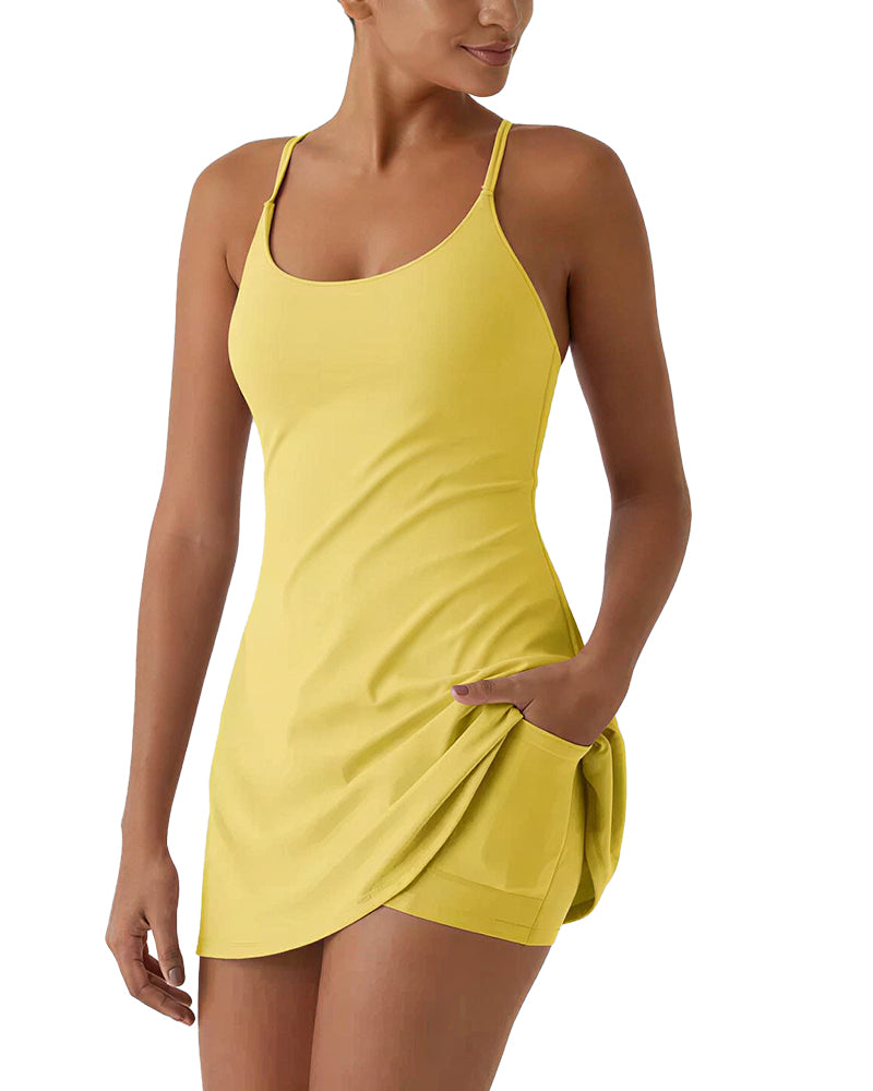 Active Dress with Built-in Shorts & Pockets