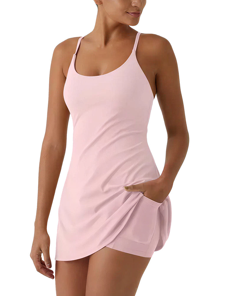 Active Dress with Built-in Shorts & Pockets