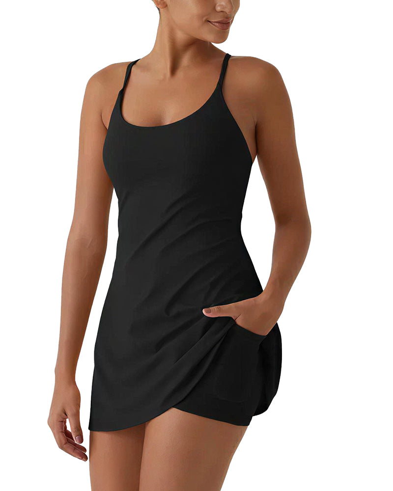 Active Dress with Built-in Shorts & Pockets