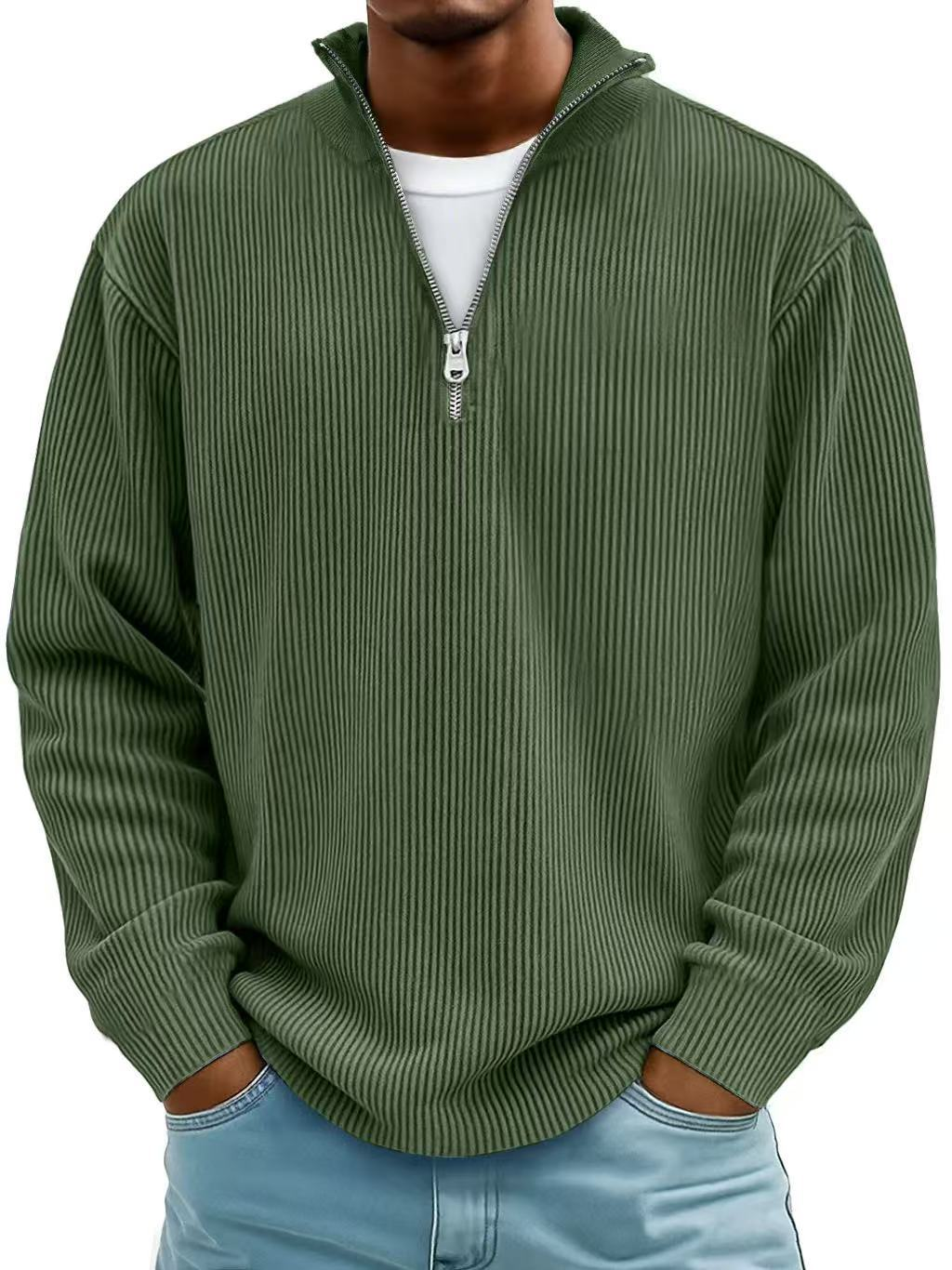 Marc Ribbed Knit Sweater with Zip Collar