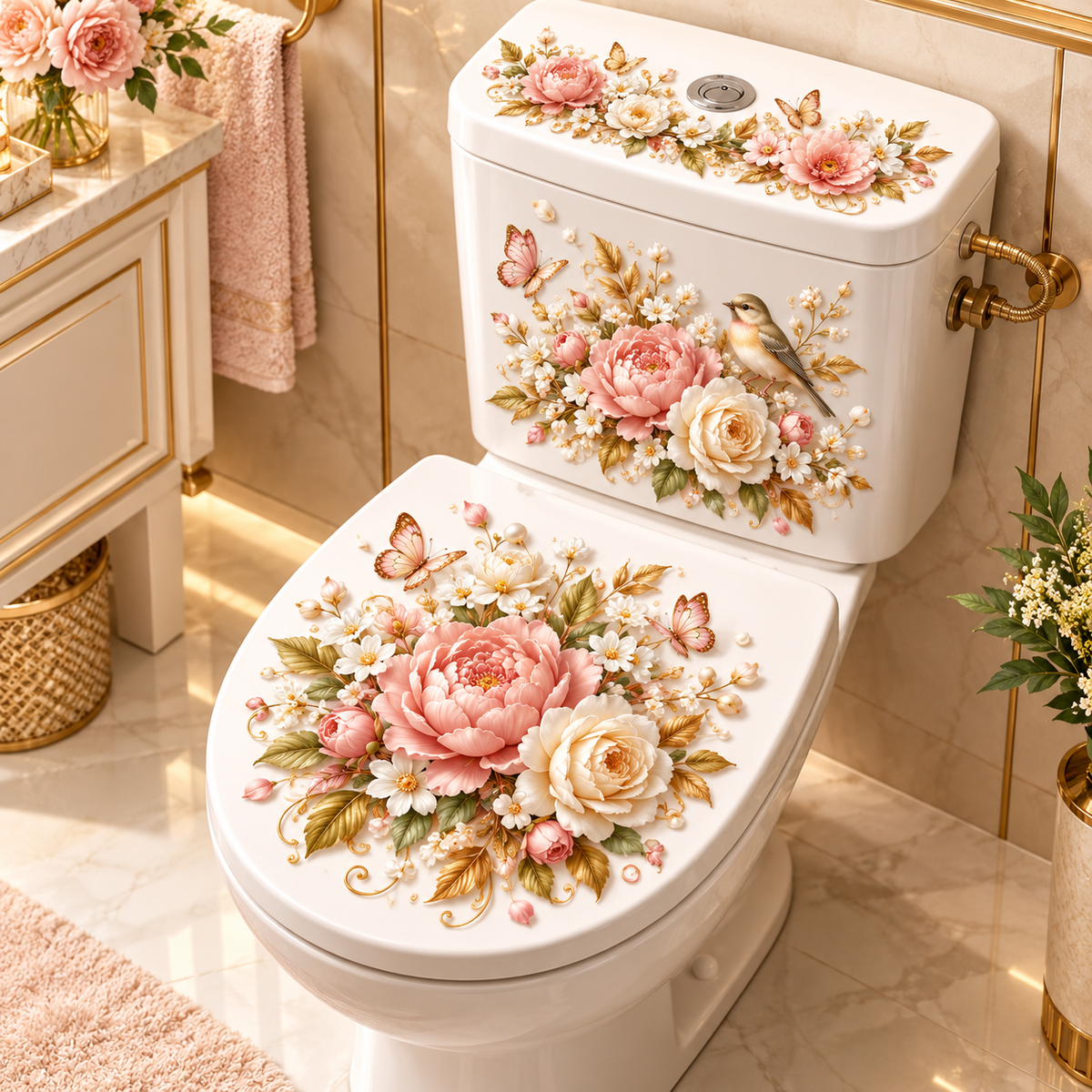 Animal & Floral Toilet Decals – 5 Charming Designs for Elegant Bathroom Decor