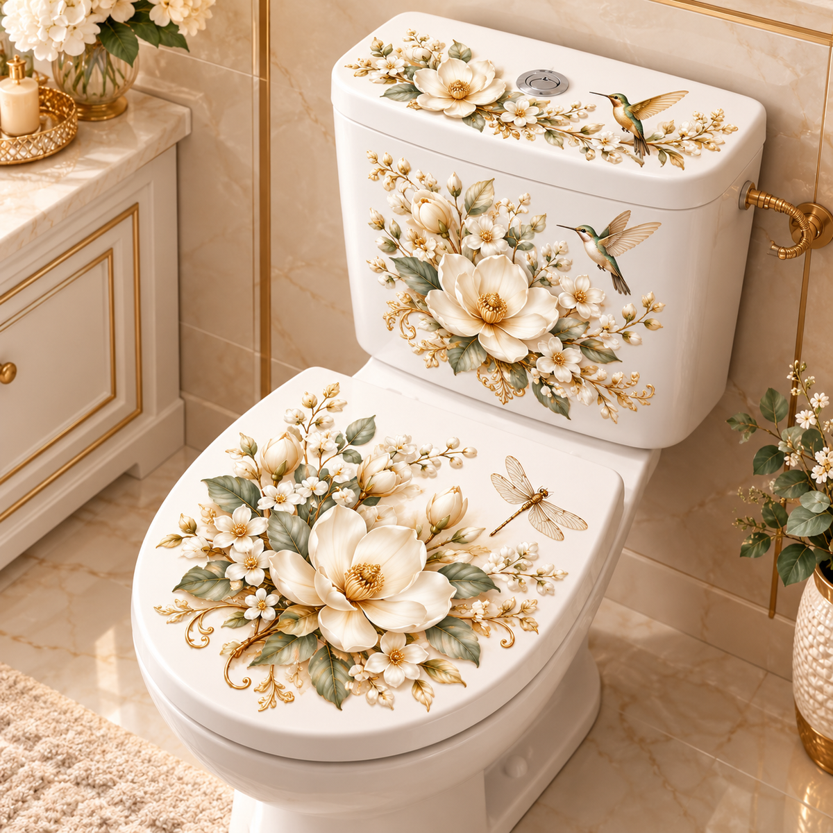 Animal & Floral Toilet Decals – 5 Charming Designs for Elegant Bathroom Decor
