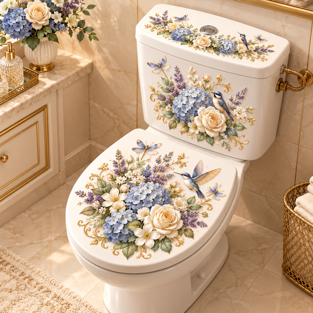 Animal & Floral Toilet Decals – 5 Charming Designs for Elegant Bathroom Decor
