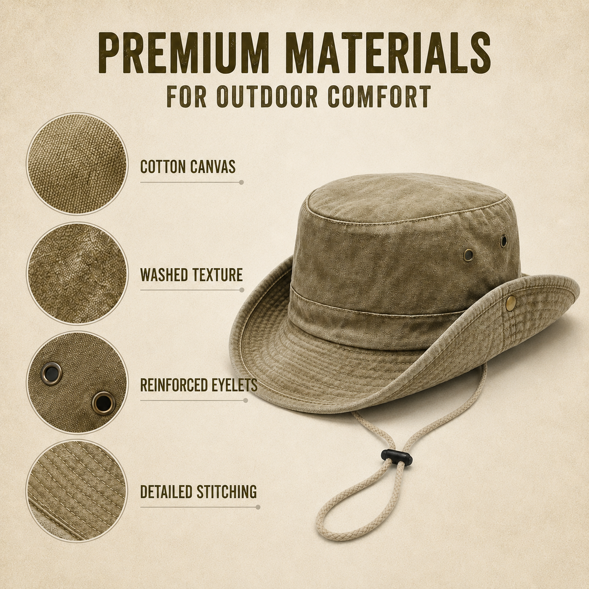 Convertible Brim Outdoor Sun Hat | Snap Side Styling