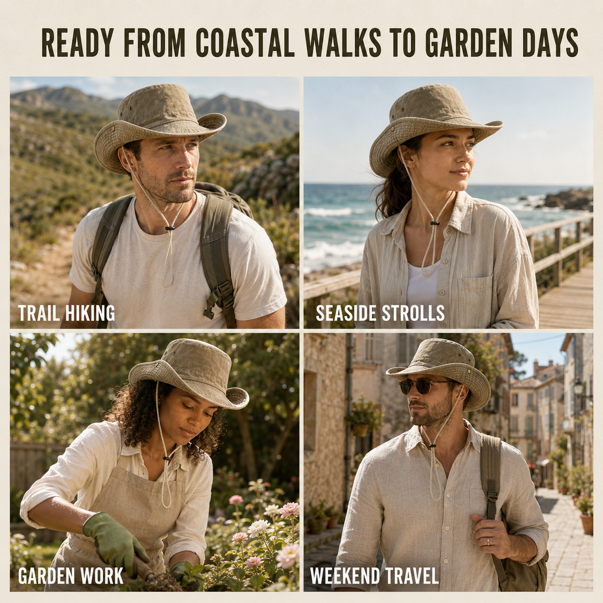 Convertible Brim Outdoor Sun Hat | Snap Side Styling