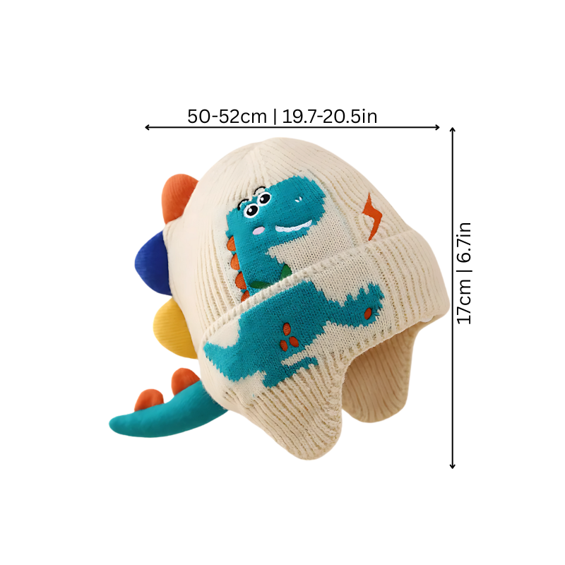 Cozy Knitted Hat with Playful Dino Design
